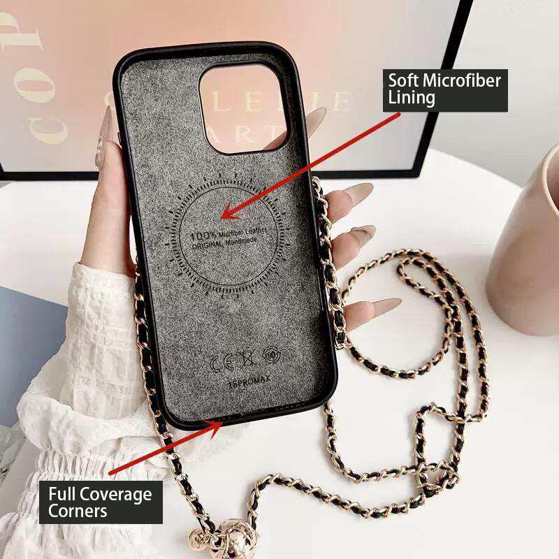 Quilted Crossbody iPhone Case with Chain Strap & Card Pocket