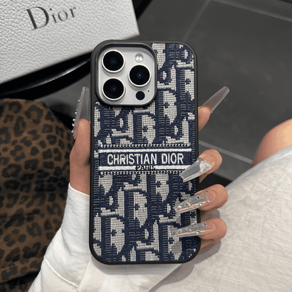 Designer-Inspired Fabric iPhone Case with Embroidered Detail