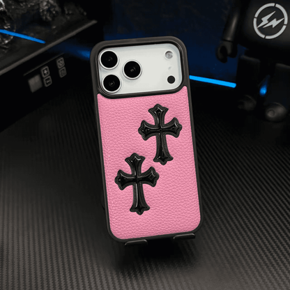 3D Cross Embossed Leather Texture Phone Case — Shockproof Protective Cover