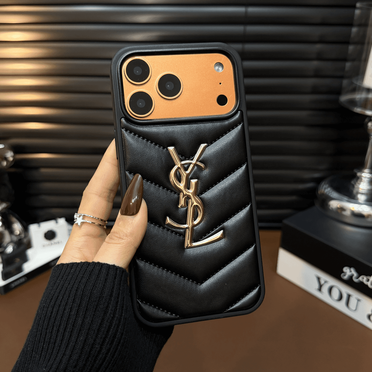 Luxury Quilted Leather iPhone Case — Shockproof Slim Protective Cover