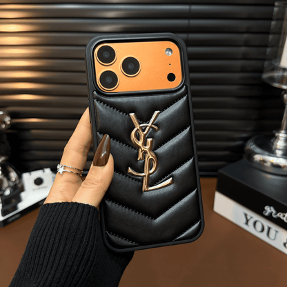 Luxury Quilted Leather iPhone Case — Shockproof Slim Protective Cover