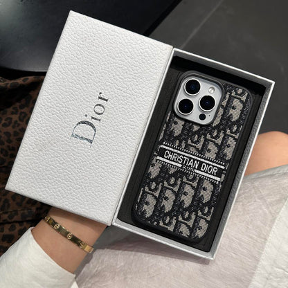 Designer-Inspired Fabric iPhone Case with Embroidered Detail
