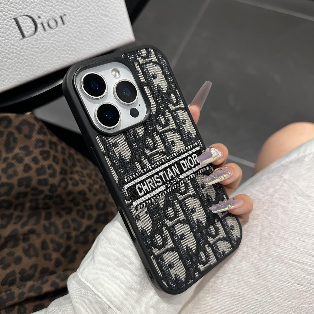 Designer-Inspired Fabric iPhone Case with Embroidered Detail