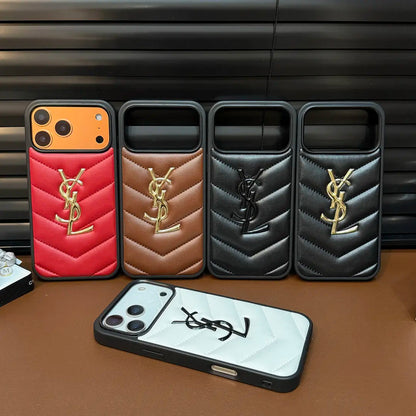 Luxury Quilted Leather iPhone Case — Shockproof Slim Protective Cover