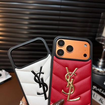 Luxury Quilted Leather iPhone Case — Shockproof Slim Protective Cover