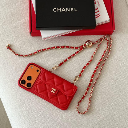 Luxury Wallet iPhone Case With Hand /Crossbody Chain