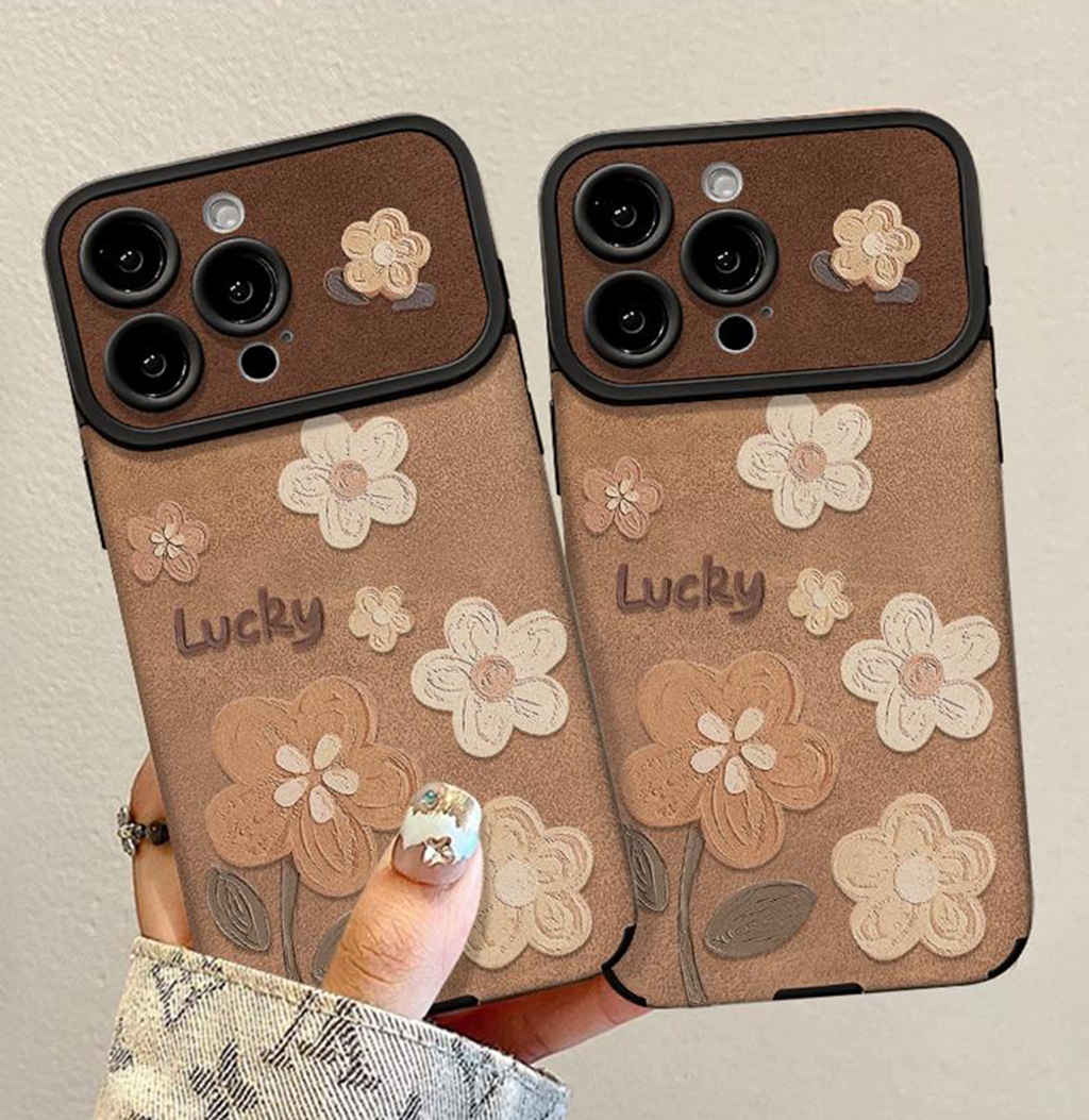 Floral Leather Phone Case with Detachable Wrist Strap
