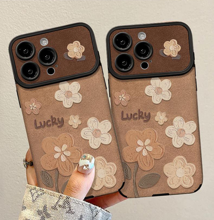 Floral Leather Phone Case with Detachable Wrist Strap