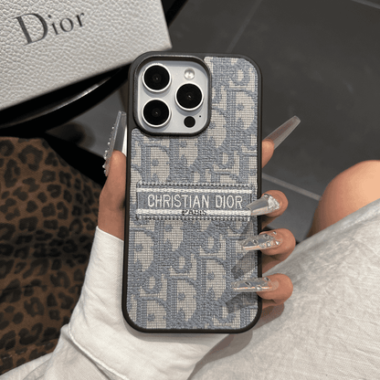 Designer-Inspired Fabric iPhone Case with Embroidered Detail
