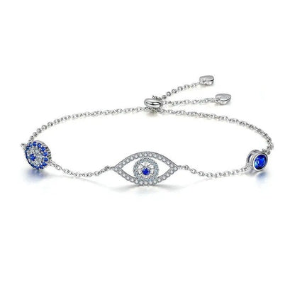Blue Zircon Evil Eyes Bracelet Guardian Eye Chain for Women