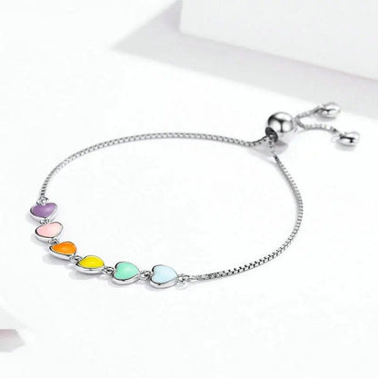 Rainbow Color Enamel Heart Bracelet