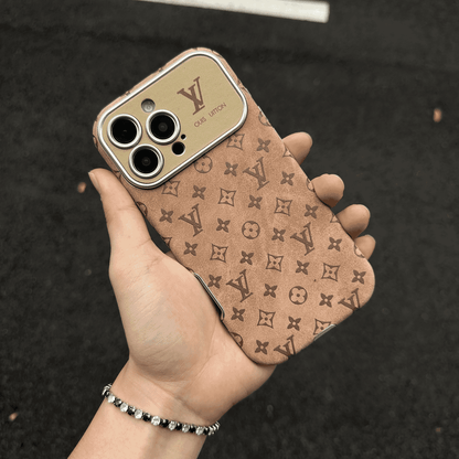 Luxury Brown & Black Color Leather iPhone Case