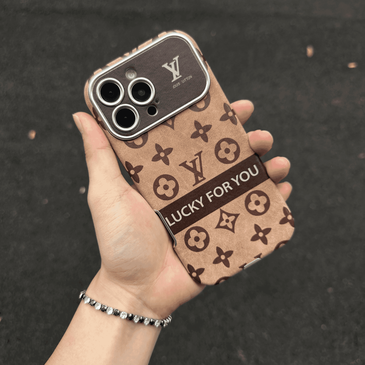 Luxury Brown & Black Color Leather iPhone Case